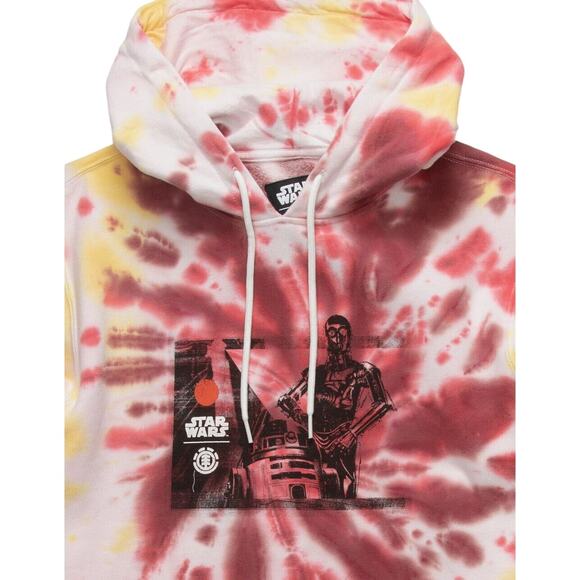 Element X Star Wars Droid Tie Dye Hoodie Mens Size Large Red Combo R2D2 C3PO - Picture 4 of 4